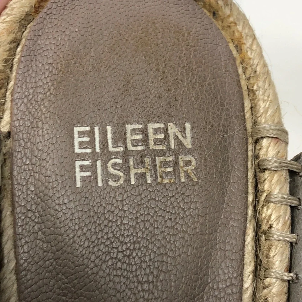 Eileen Fisher Willow Espadrille Wedge Sandal Womens 8 Beige Wide Strap Boho